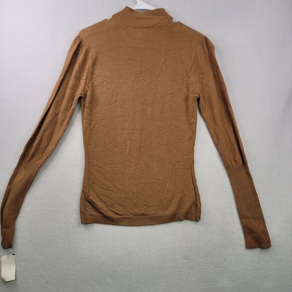Melrose Studio Womens Brown High Neck Keyhole Sweater Embroidery Accents Size M - Picture 9 of 12